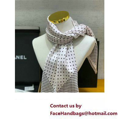 Chanel Cotton  &  Silk white  &  Black scarf AA9837 2024